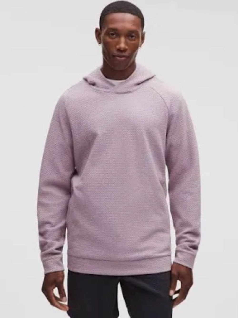 Lululemon At Ease Hoodie Heathered Dusky Lavender Waffle Textured Pullover M